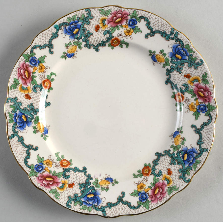 Victoria (Scalloped, Gold Trim) Salad Plate by Royal Cauldon-1
