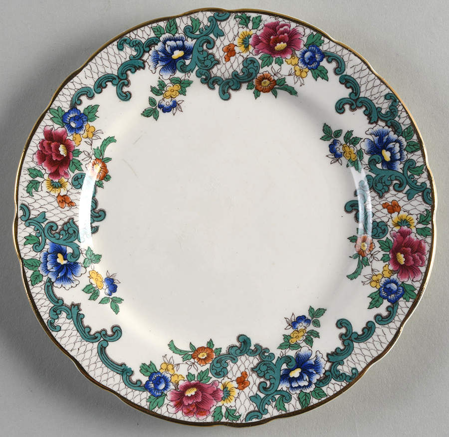 Victoria (Scalloped, Gold Trim) Bread & Butter Plate by Royal Cauldon-1