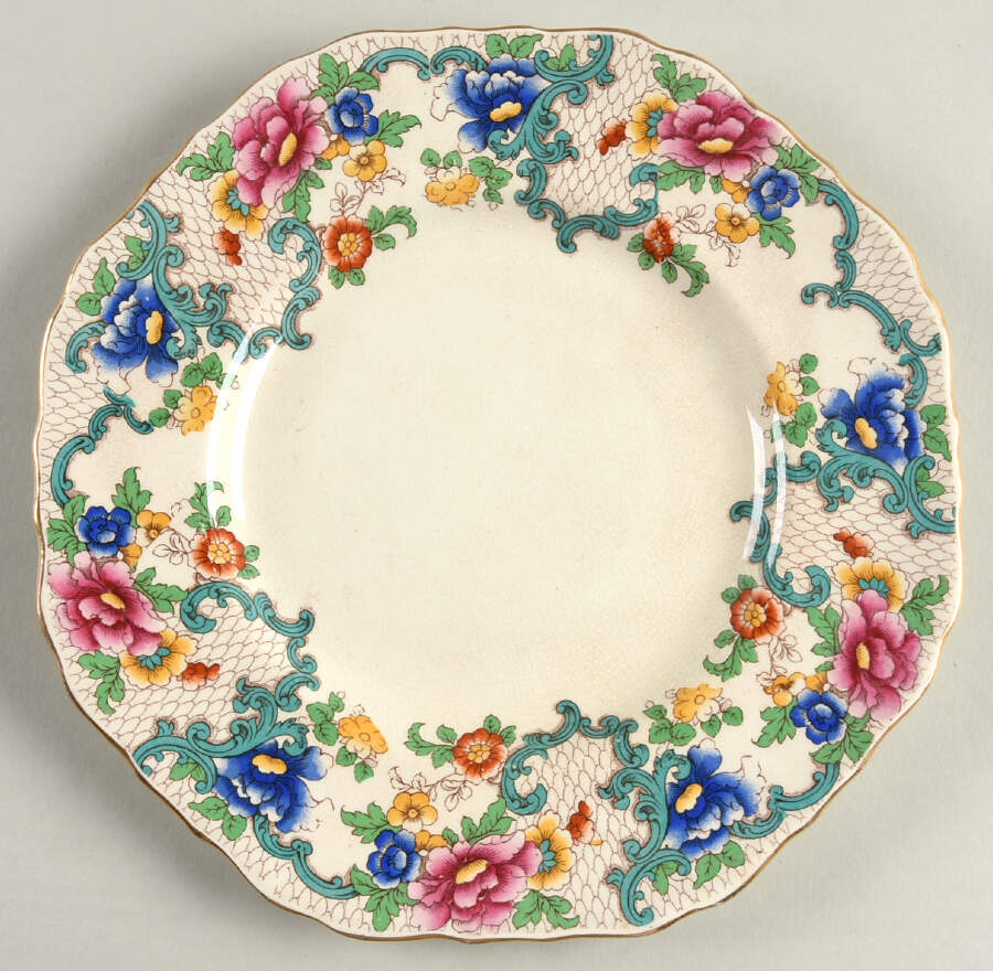 Victoria (Scalloped, Gold Trim) Salad Plate by Royal Cauldon-1