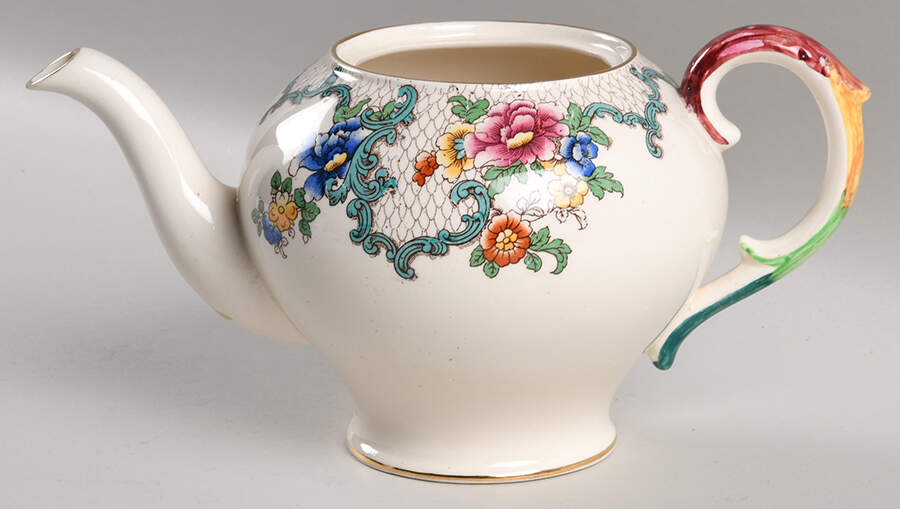 Victoria (Scalloped, Gold Trim) Teapot No Lid by Royal Cauldon-1