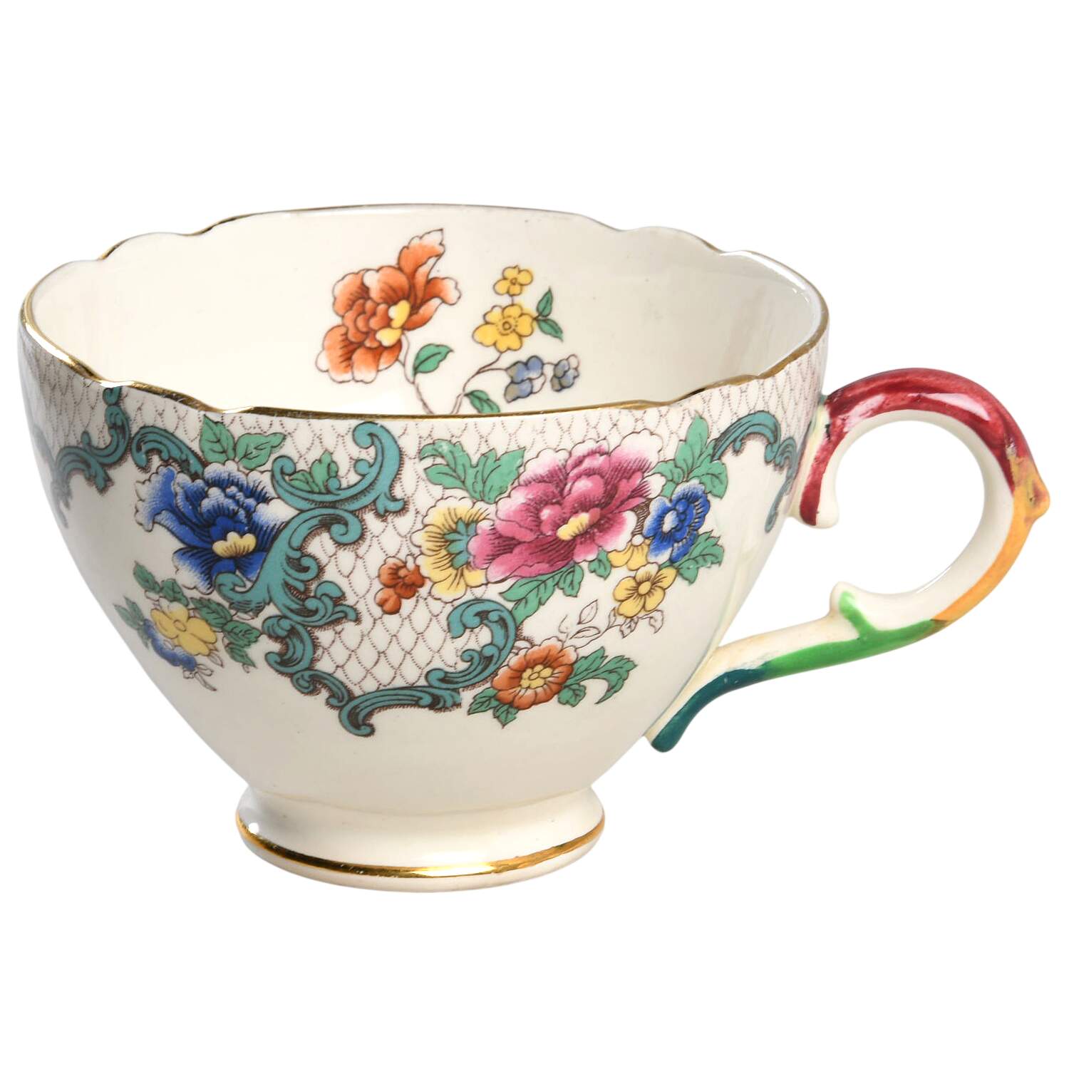 Victoria (Scalloped, Gold Trim) Footed Cup by Royal Cauldon-1