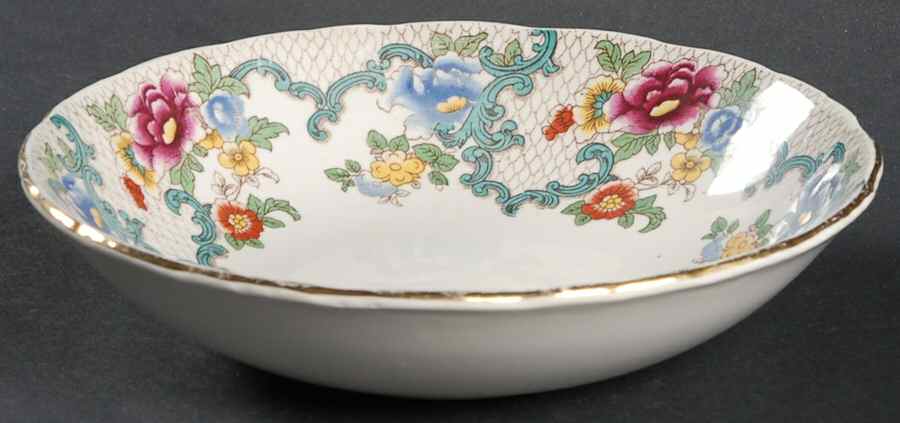 Victoria (Scalloped, Gold Trim) Coupe Cereal Bowl by Royal Cauldon-1