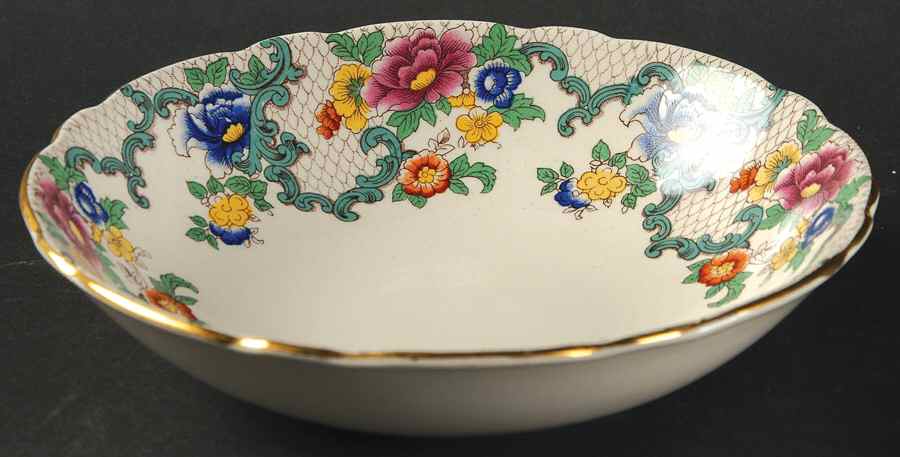Victoria (Scalloped, Gold Trim) Coupe Cereal Bowl by Royal Cauldon-1