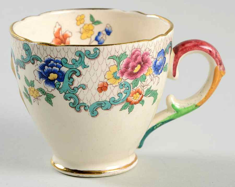 Victoria (Scalloped, Gold Trim) Footed Demitasse Cup by Royal Cauldon-1
