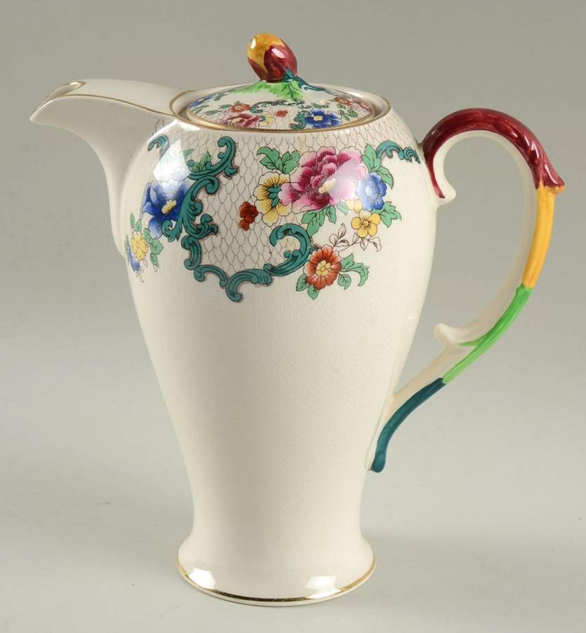 Victoria (Scalloped, Gold Trim) Coffee Pot & Lid by Royal Cauldon-1