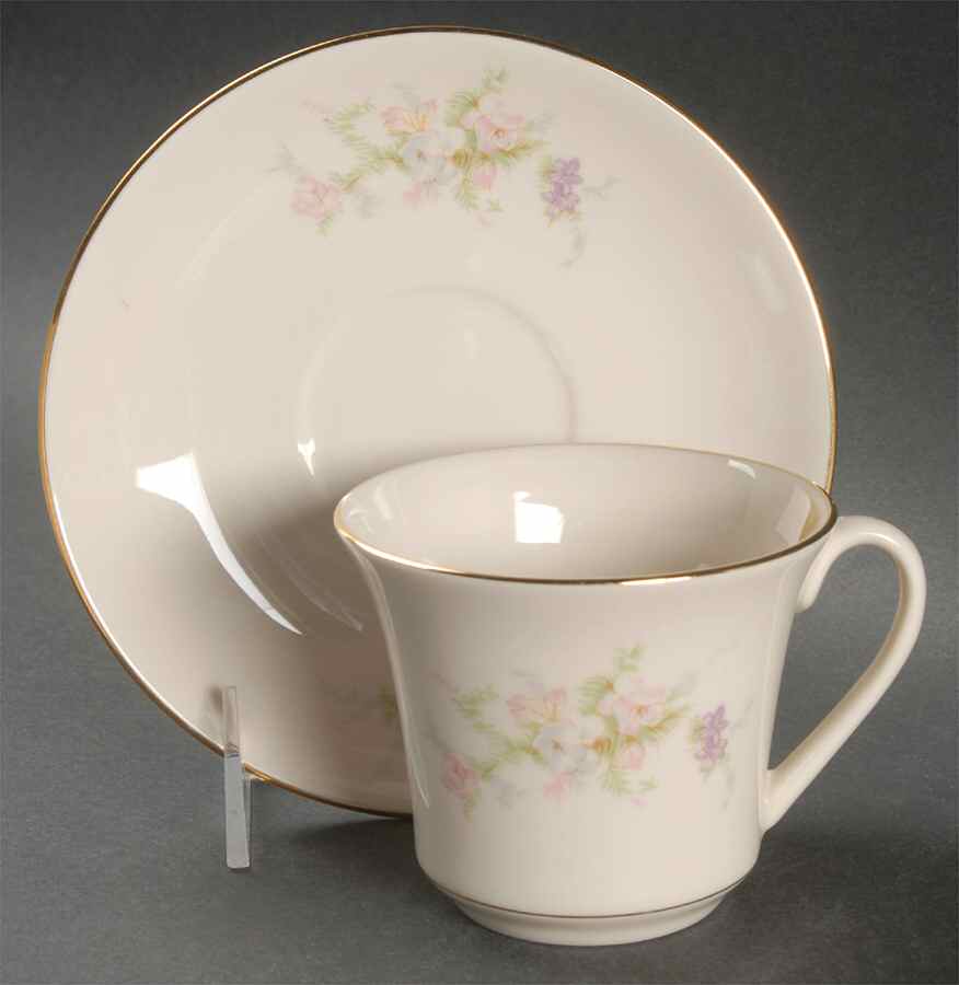 Appleblossom Footed Cup & Saucer Set by Royal Devon-1
