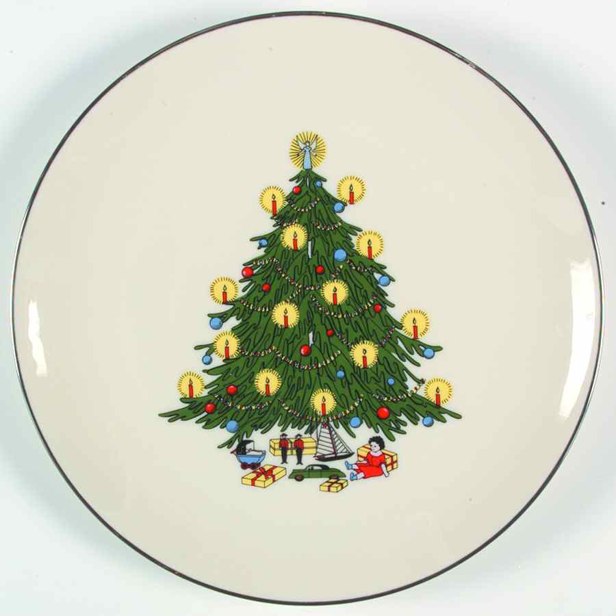 Christmas (Platinum Trim) Dinner Plate by Royal Devon-1