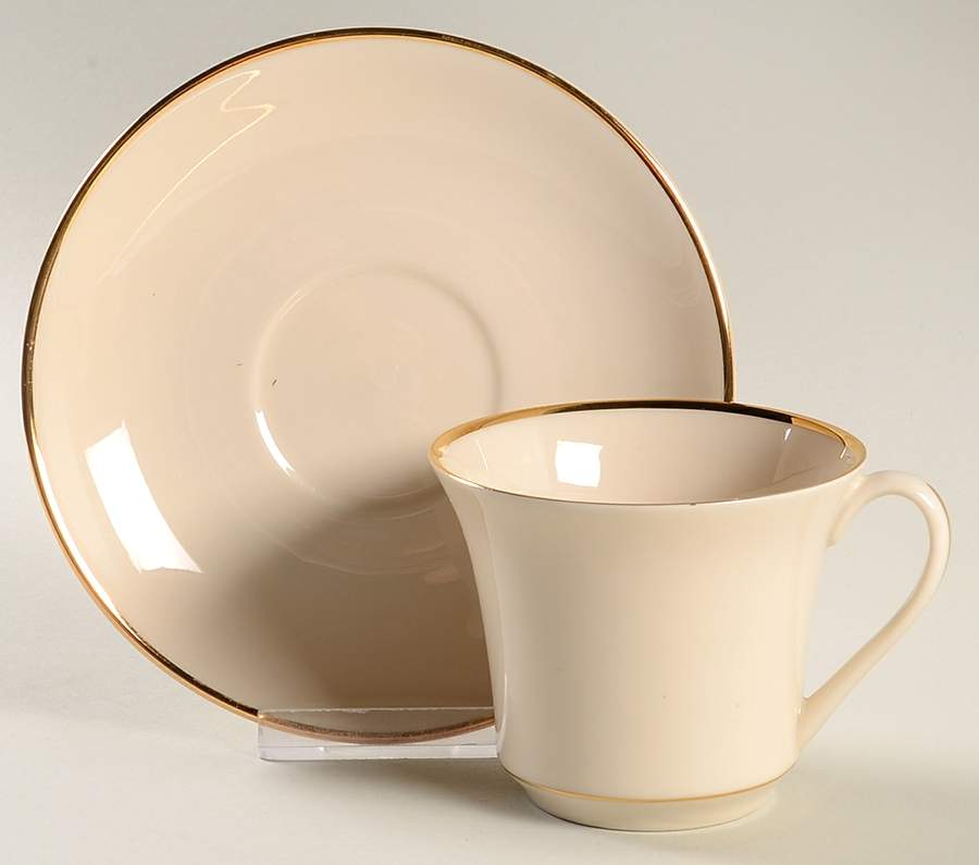 Simplicity Gold Flat Cup & Saucer Set by Royal Devon-1