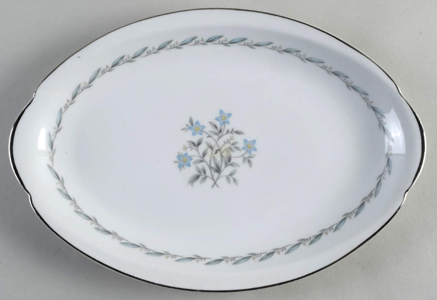 Blue Laurel 12" Oval Serving Platter by Royal Embassy-1