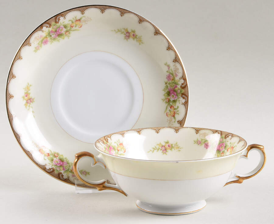 Lincoln Footed Cream Soup Bowl & Saucer Set by Royal Embassy-1