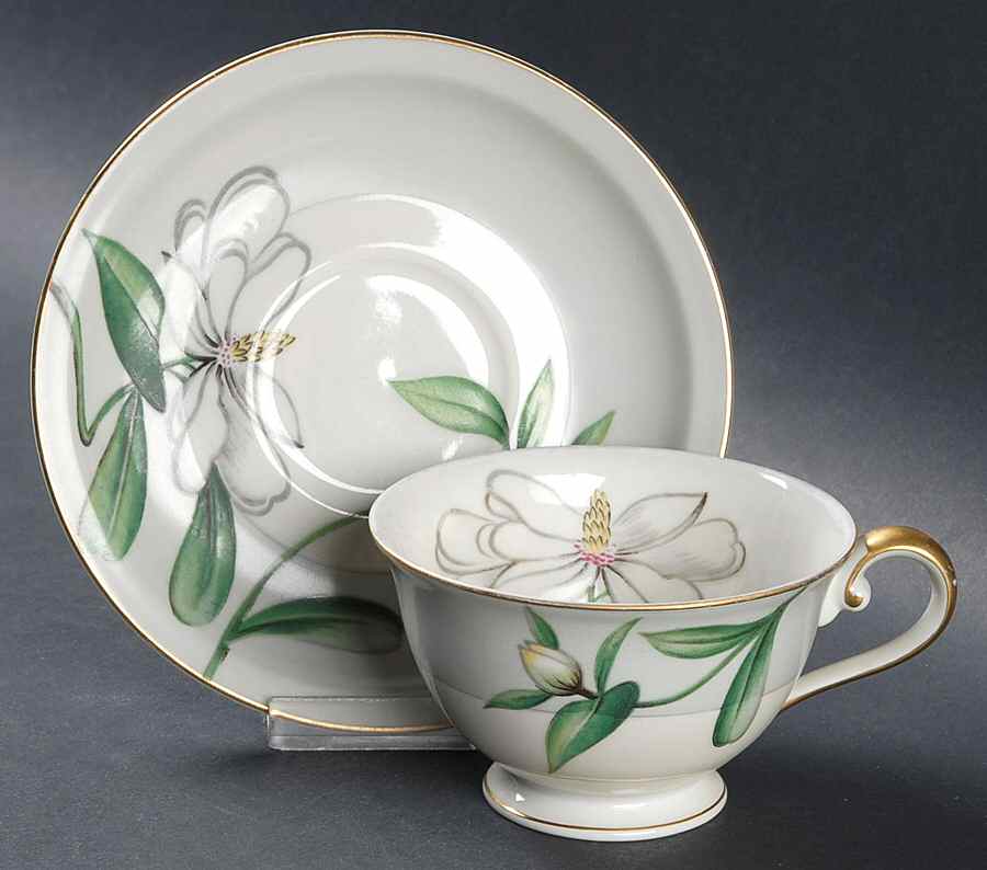 Magnolia Footed Cup & Saucer Set by Royal Embassy-1