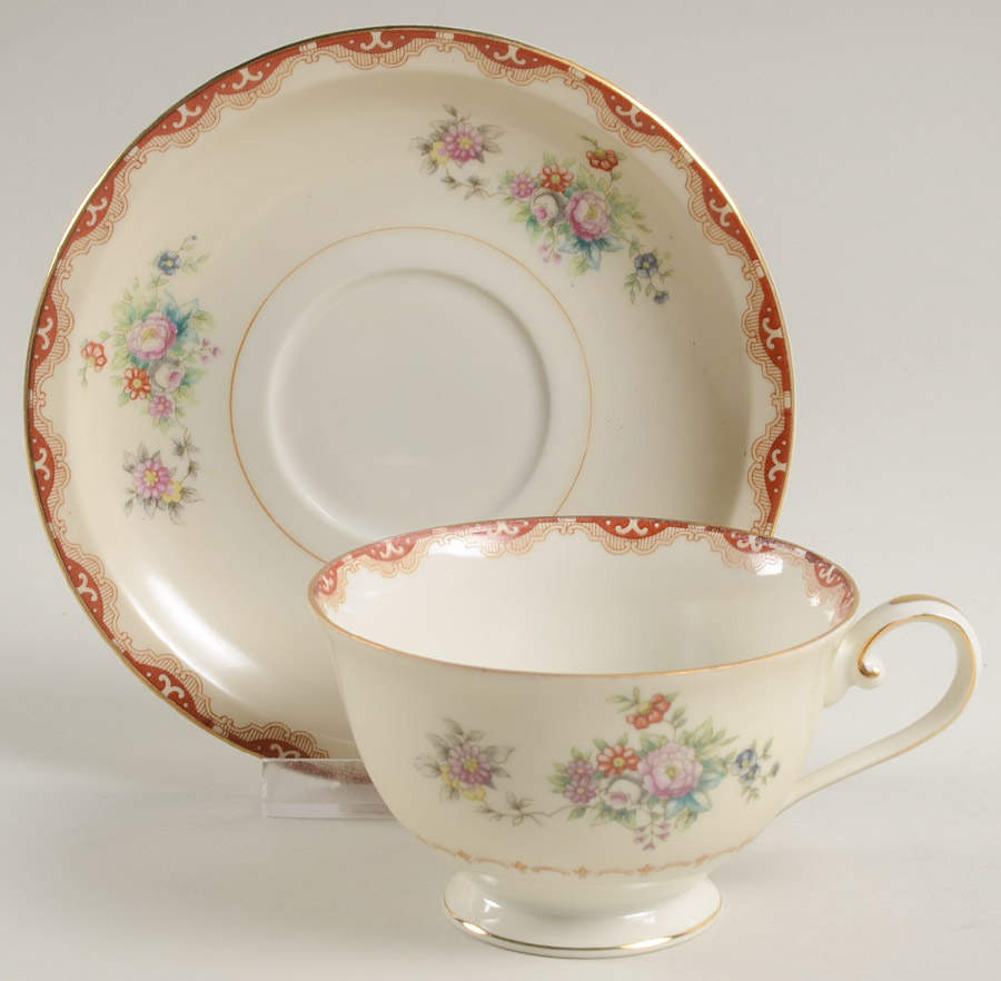 Rutland (Smooth Verge, Japan) Footed Cup & Saucer Set by Royal Embassy-1