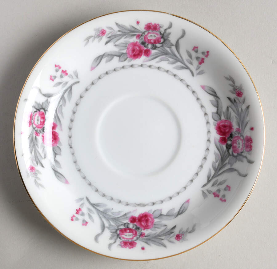 Saratoga (Red & Gray Flowers) Saucer by Royal Embassy-1