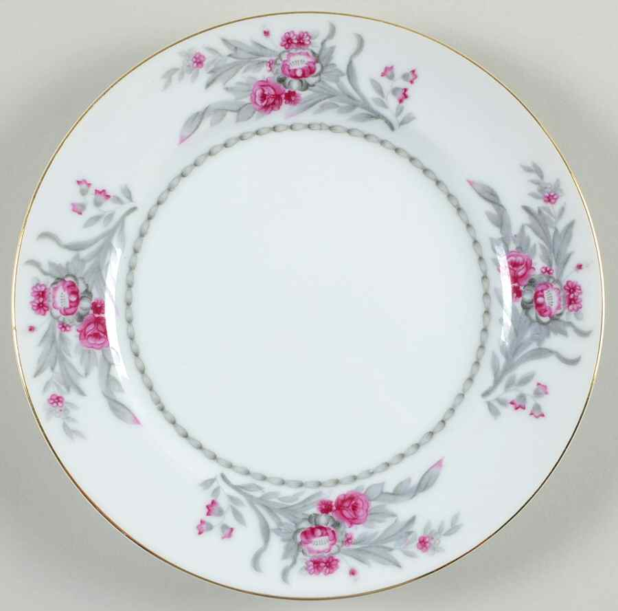 Saratoga (Red & Gray Flowers) Bread & Butter Plate by Royal Embassy-1