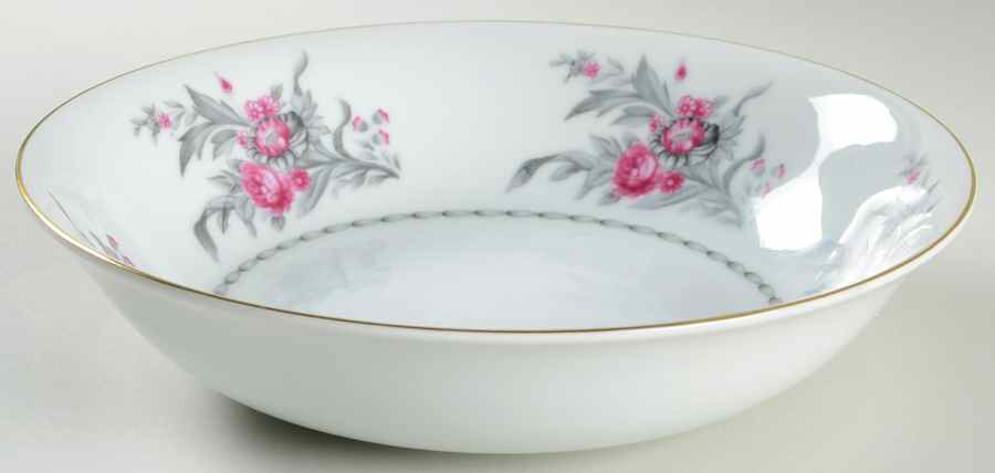 Saratoga (Red & Gray Flowers) 9" Round Vegetable Bowl by Royal Embassy-1