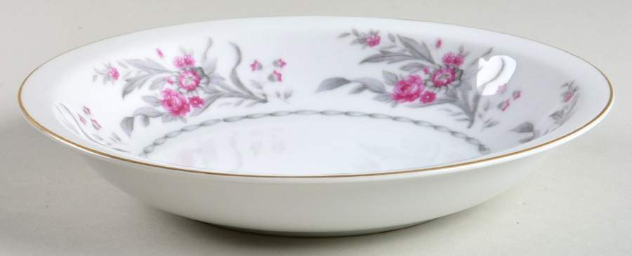 Saratoga (Red & Gray Flowers) Rim Soup Bowl by Royal Embassy-1