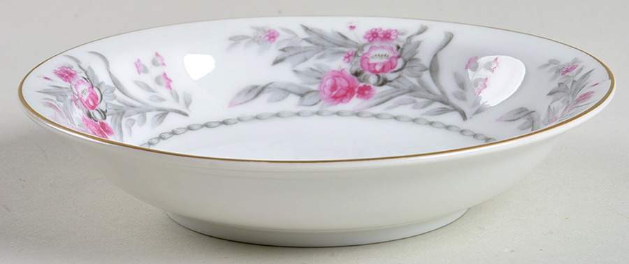 Saratoga (Red & Gray Flowers) Rim Fruit/Dessert (Sauce) Bowl by Royal Embassy-1