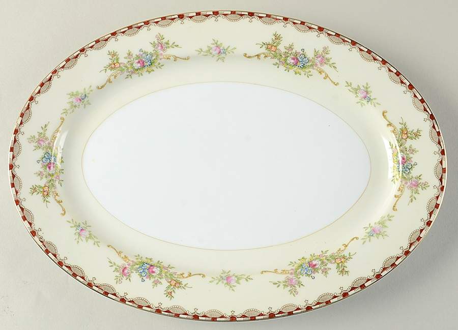 Saratoga (Multicolor Flowers) 12" Oval Serving Platter by Royal Embassy-1