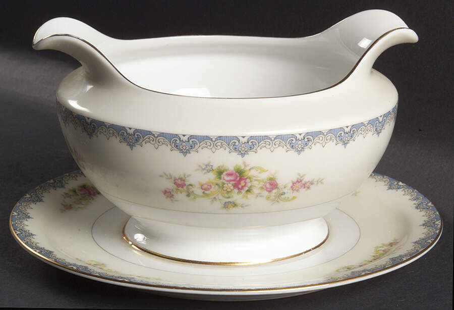 Seneca Blue Gravy Boat with Attached Underplate by Royal Embassy-1