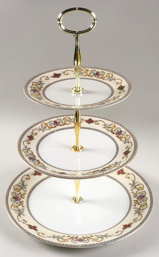 Wheeling (Japan) 13 7/8"-14 1/4" 3-Tiered Serving Tray(DP,SP,BB) HC by Royal Embassy-1