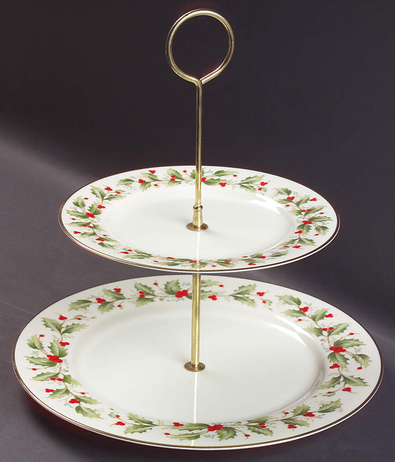Holly 2 Tiered Serving Tray (Dinner & Salad Plate) by Royal Gallery-1