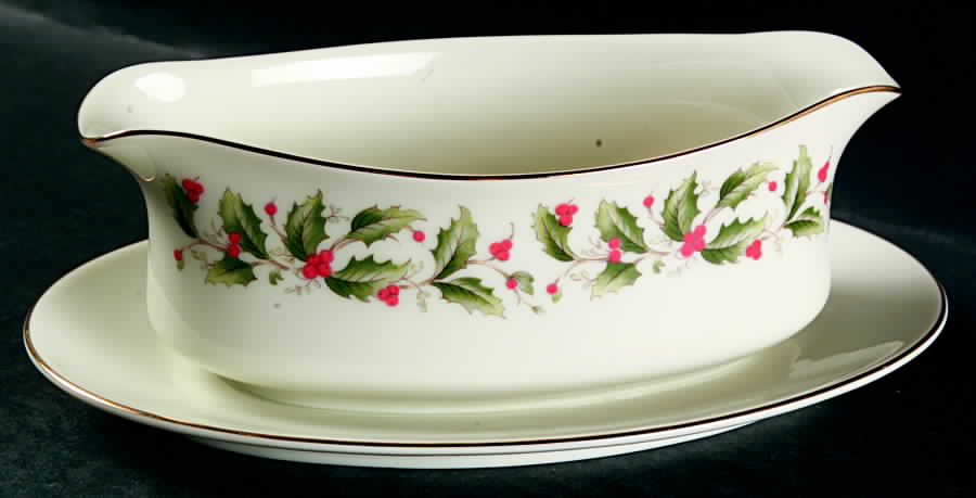 Holly Gravy Boat with Attached Underplate by Royal Gallery-1