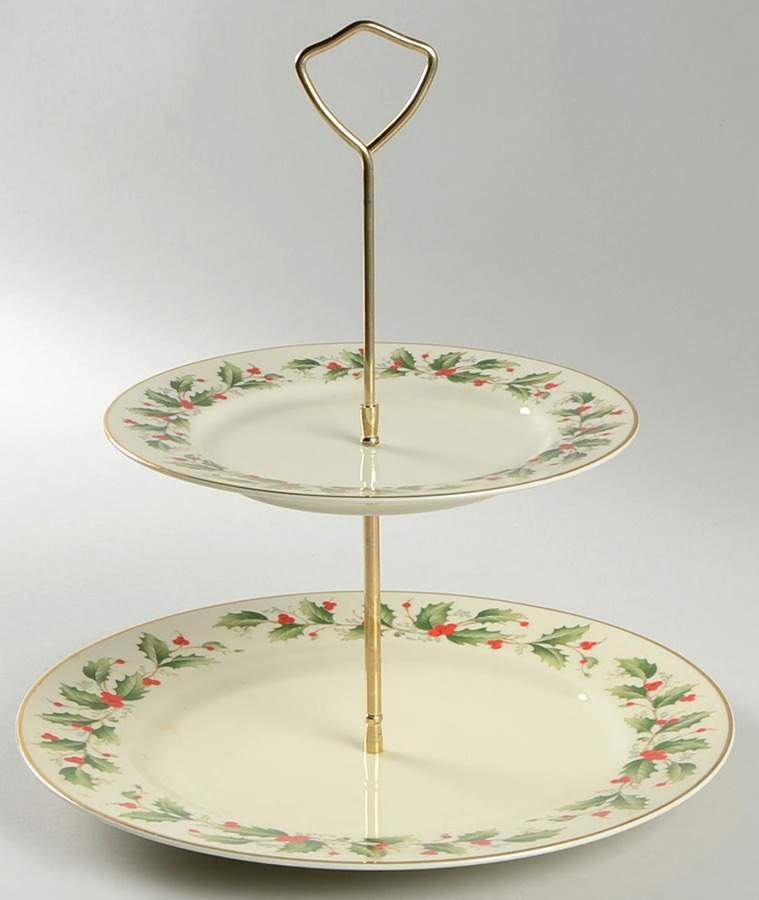 Holly 2 Tiered Serving Tray (Dinner & Salad Plate) by Royal Gallery-1