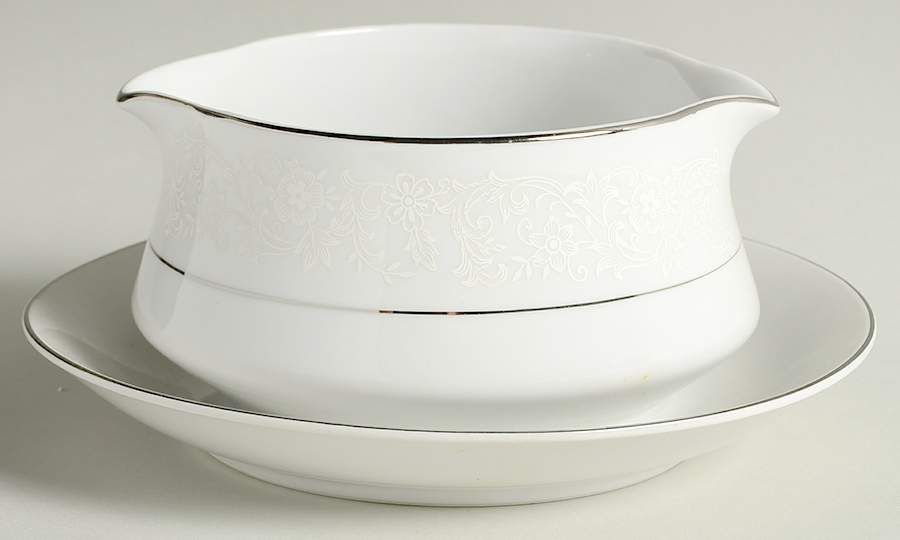 Winter Snow Gravy Boat with Attached Underplate by Royal Gallery-1
