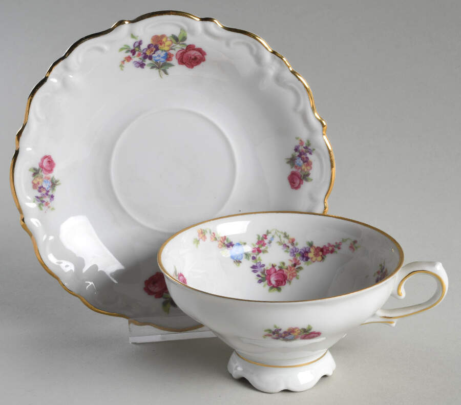 Dresden Garland Footed Cup & Saucer Set by Royal Heidelberg-1