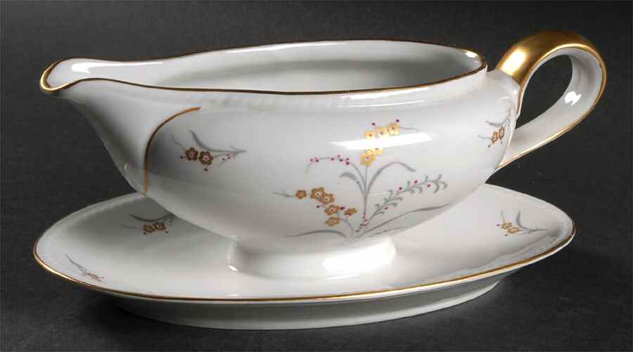 Golden Fantasy Gravy Boat with Attached Underplate by Royal Heidelberg-1
