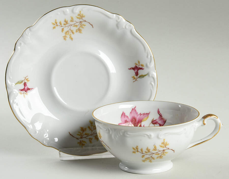 Hibiscus Footed Cup & Saucer Set by Royal Heidelberg-1