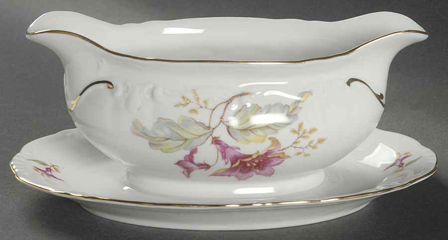 Hibiscus Gravy Boat with Attached Underplate by Royal Heidelberg-1