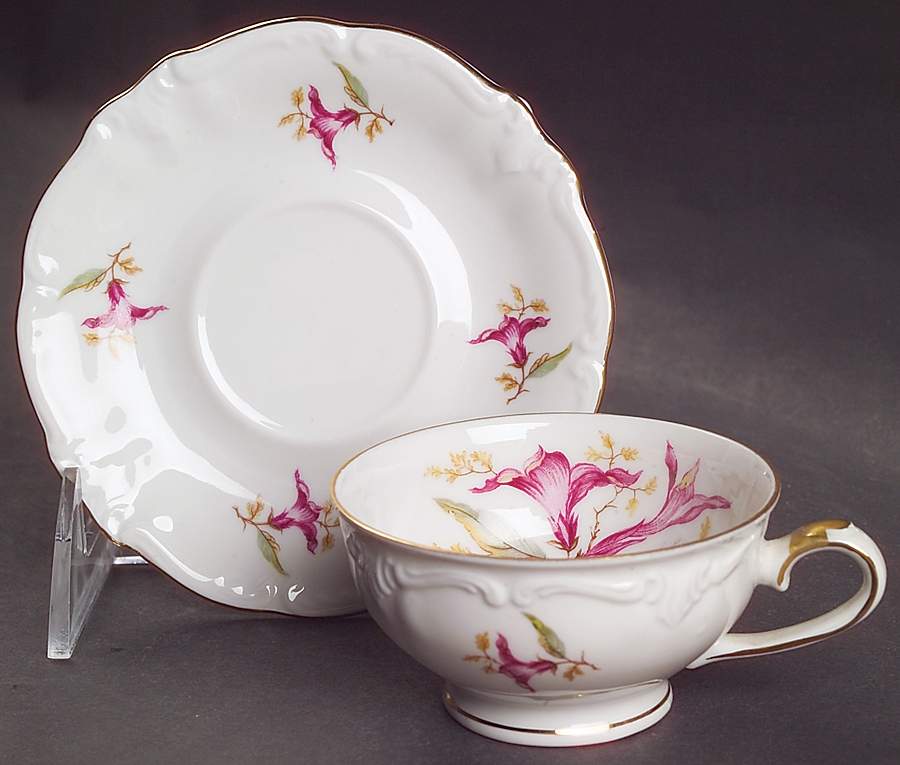 Hibiscus Footed Demitasse Cup & Saucer Set by Royal Heidelberg-1