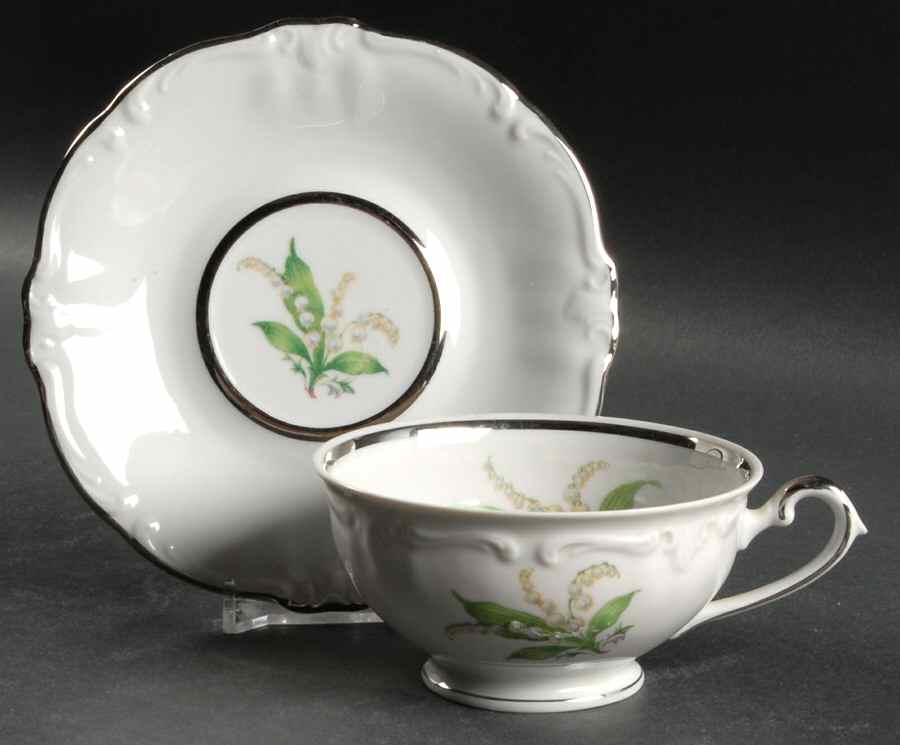 Lilly Lily of The Valley Footed Cup & Saucer Set by Royal Heidelberg-1