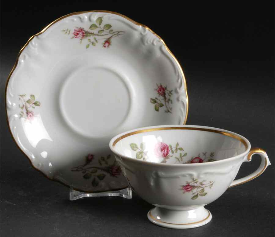 Moss Rose Footed Cup & Saucer Set by Royal Heidelberg-1