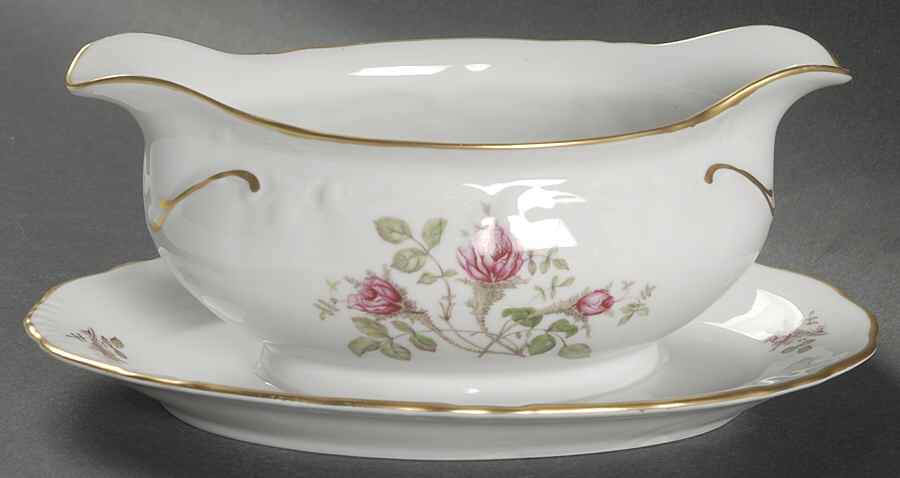 Moss Rose Gravy Boat with Attached Underplate by Royal Heidelberg-1