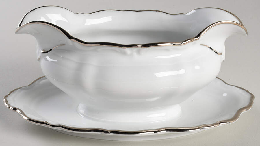 Regency Platinum Gravy Boat with Attached Underplate by Royal Heidelberg-1