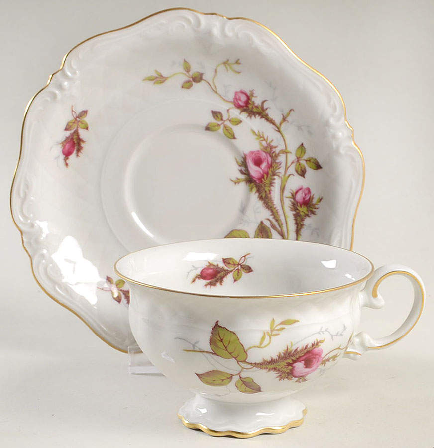 Rose Brier (White) Footed Cup & Saucer Set by Royal Heidelberg-1