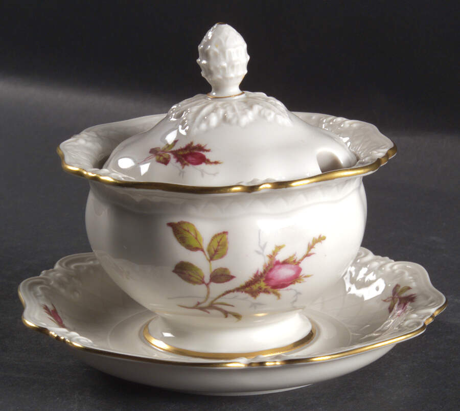 Rose Brier (White) Jam/Jelly & Lid W/Underplate by Royal Heidelberg-1