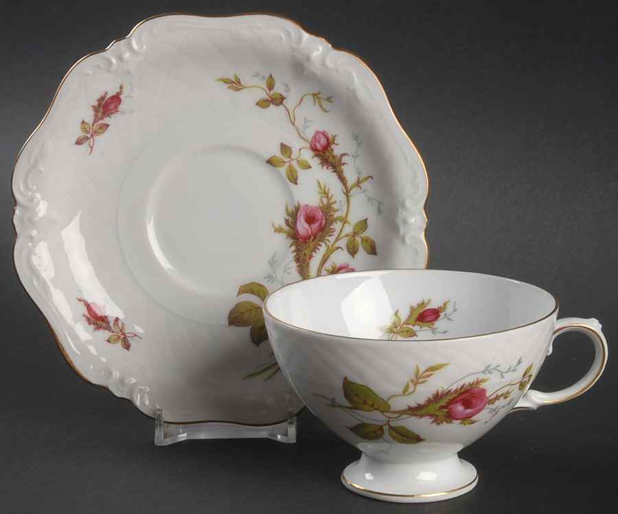 Rose Brier (White) Footed Cup & Saucer Set by Royal Heidelberg-1