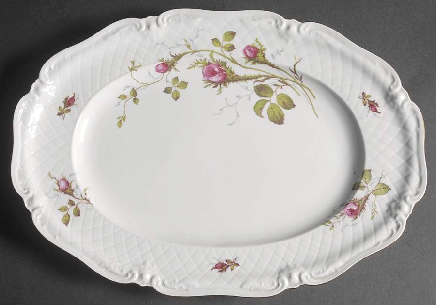Rose Brier (White) 14" Oval Serving Platter by Royal Heidelberg-1