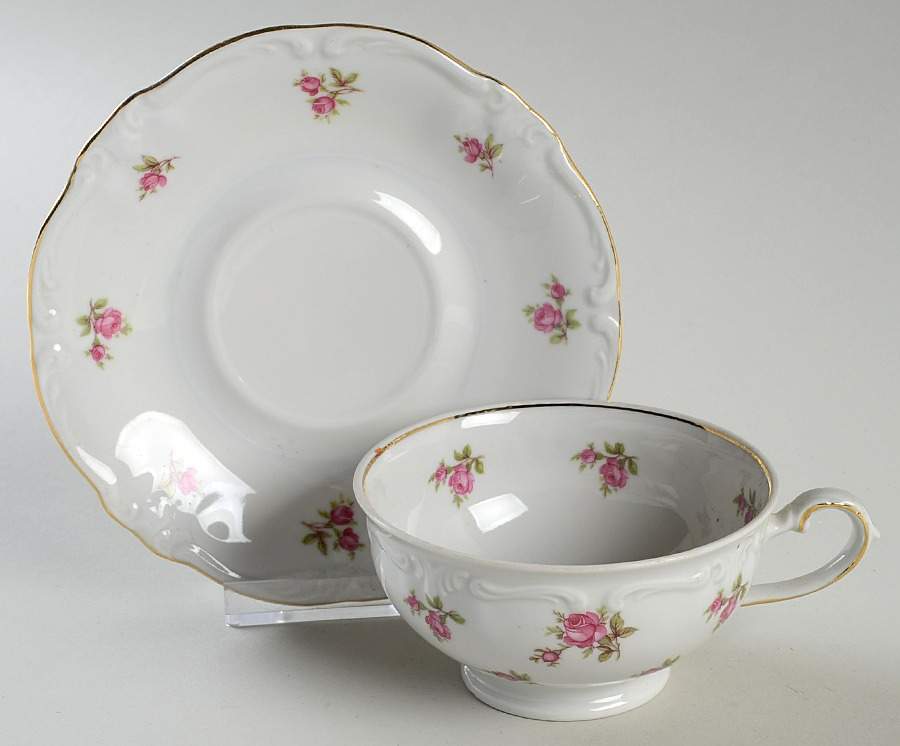 Rosebud Footed Cup & Saucer Set by Royal Heidelberg-1