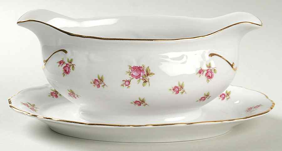 Rosebud Gravy Boat with Attached Underplate by Royal Heidelberg-1