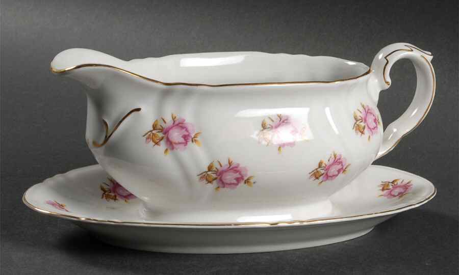 Valley Rose Gravy Boat with Attached Underplate by Royal Heidelberg-1