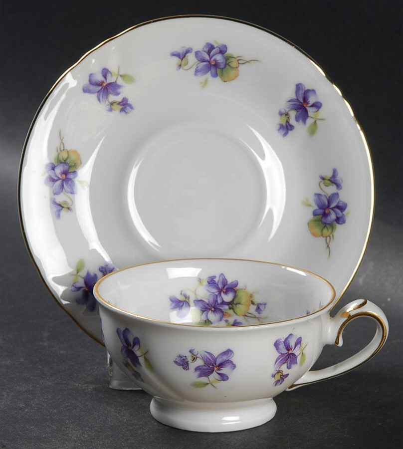 Violet Violet Bouquet Footed Demitasse Cup & Saucer Set by Royal Heidelberg-1