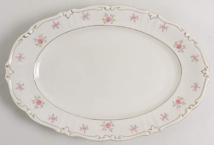 Wild Rose (No Floral Center with Verge) 13" Oval Serving Platter by Royal Heidelberg-1