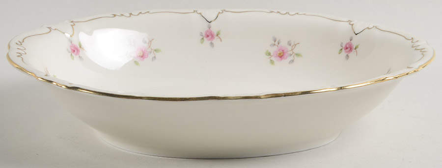 Wild Rose (No Floral Center with Verge) 9" Oval Vegetable Bowl by Royal Heidelberg-1