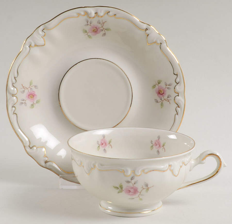 Wild Rose (No Floral Center with Verge) Footed Cup & Saucer Set by Royal Heidelberg-1