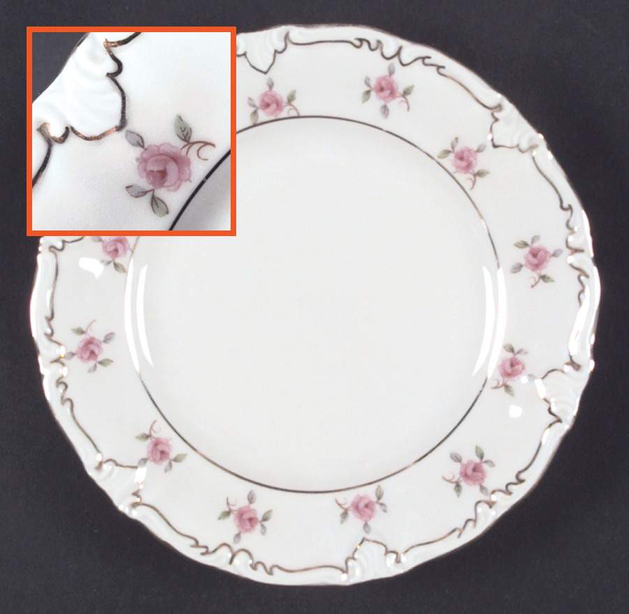 Wild Rose (No Floral Center with Verge) Bread & Butter Plate by Royal Heidelberg-1