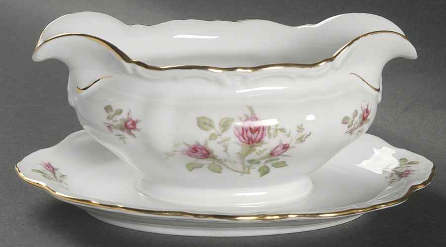 Wild Rose (Floral Center) Gravy Boat with Attached Underplate by Royal Heidelberg-1